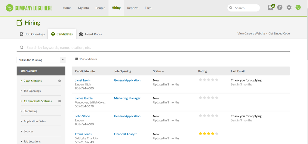 BambooHR platform A screen capture of bamboohr