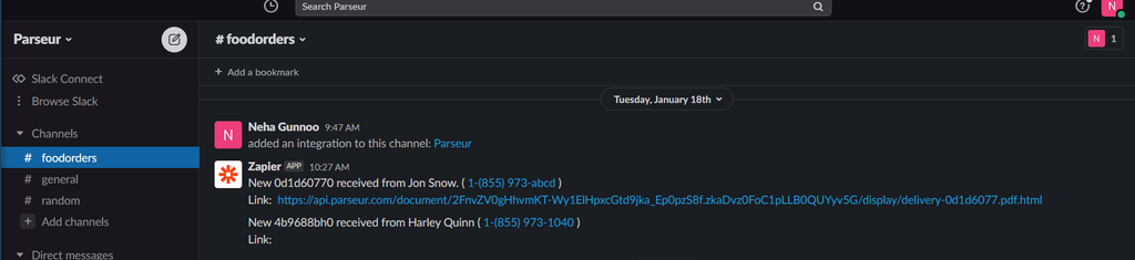 Email notification sent to Slack automatically