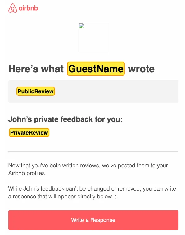 Parseur template to extract data from Airbnb review emails A screen capture of airbnb template