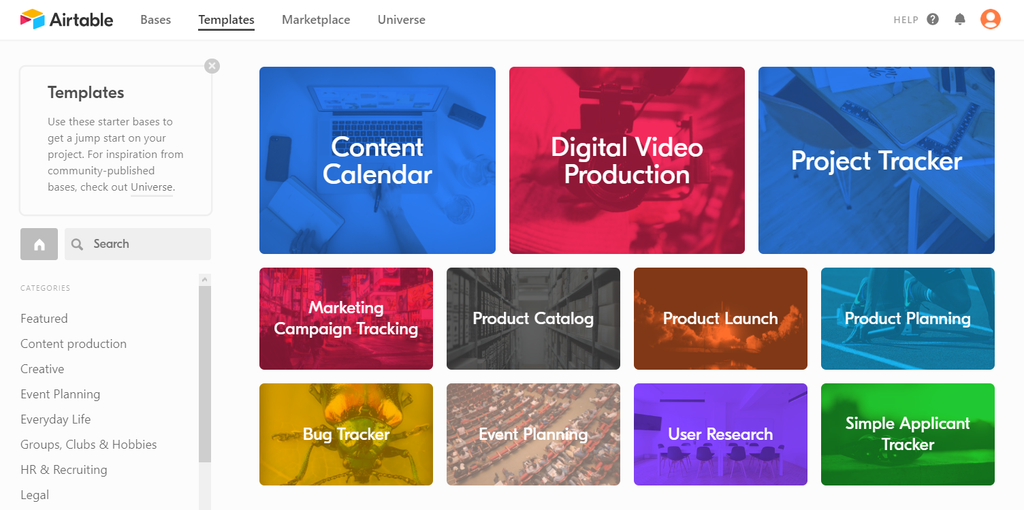 Airtable A screen capture of airtable