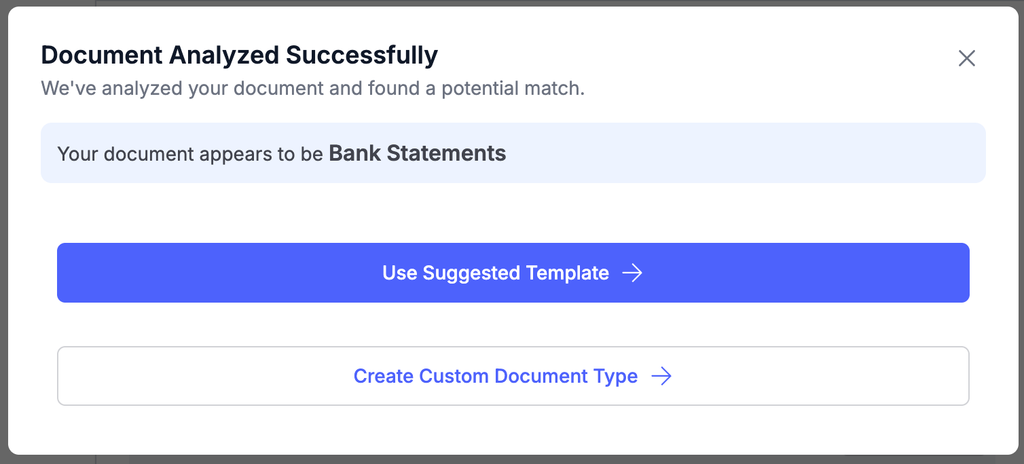 Nanonets automatically detecting the uploaded document as a Bank Statement type
