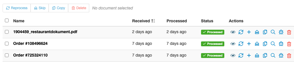 null A screen capture of bulk selection and actions