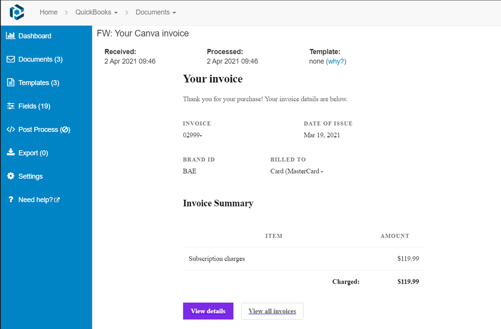 Email received in Parseur mailbox
