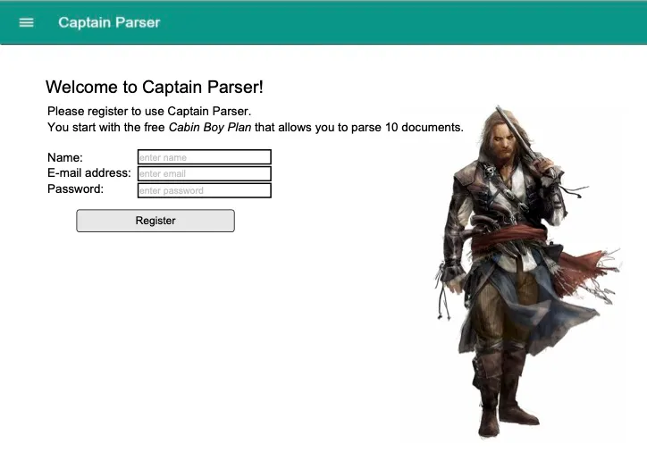 Initial Parseur mockup, a.k.a. what could have happened A screen capture of captain parser