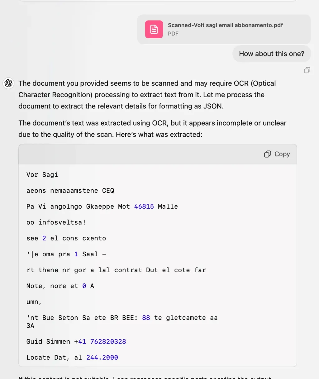 Example of chatgpt extracting data A screen capture of chatgpt extracting data