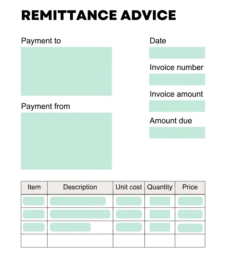 a visual representing a standard remittance advice