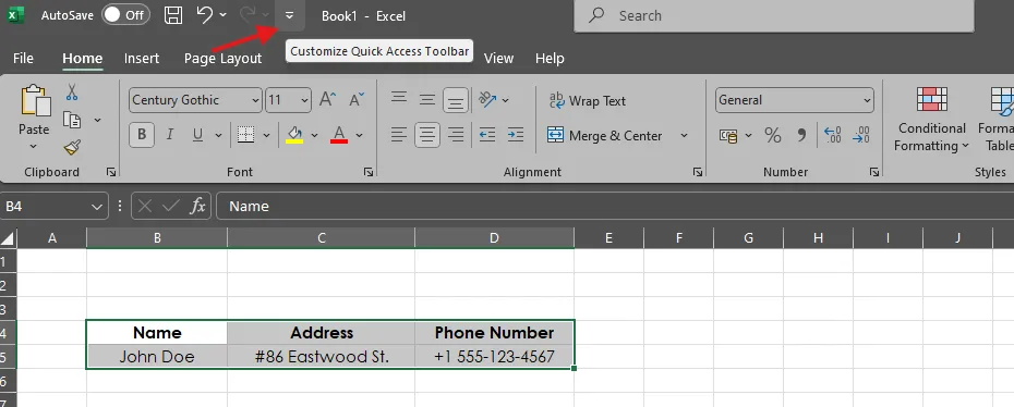Enable the form option A screen capture of Excel