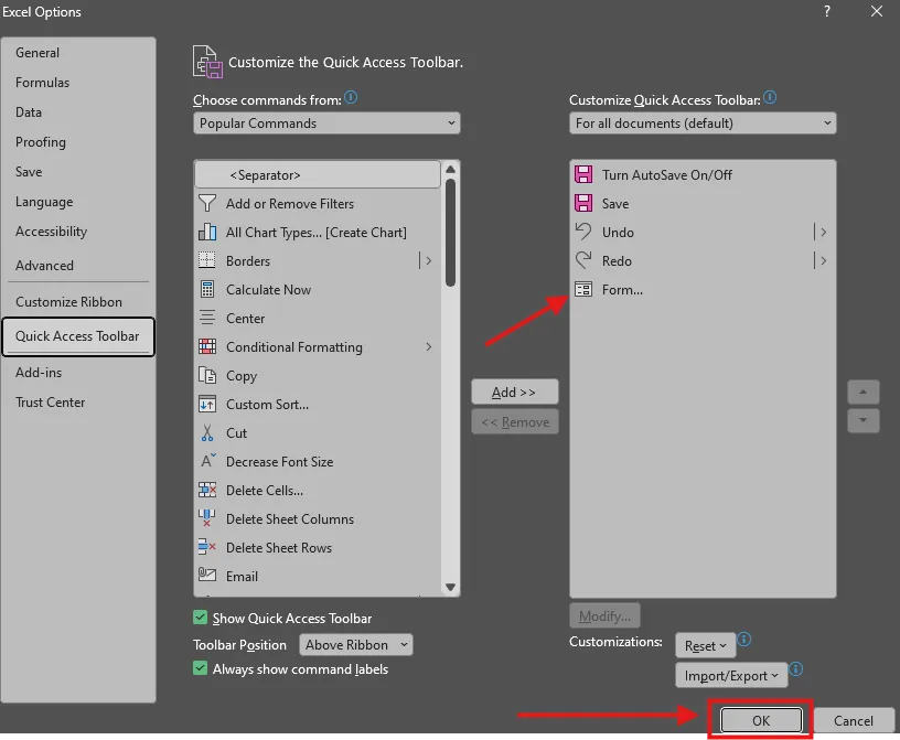 Add it to your toolbar A screen capture of Excel