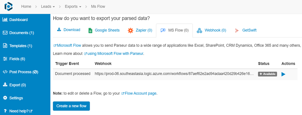 Click on create a new flow