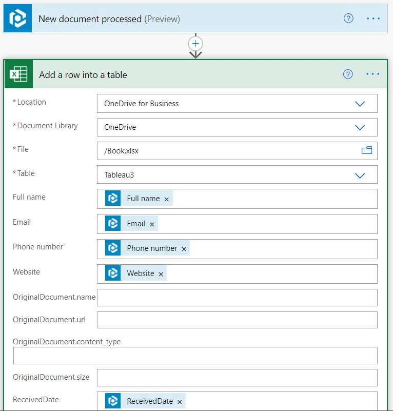 Customize the columns using extracted data from Parseur