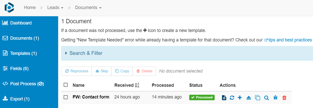 Reprocess your email in your Parseur mailbox
