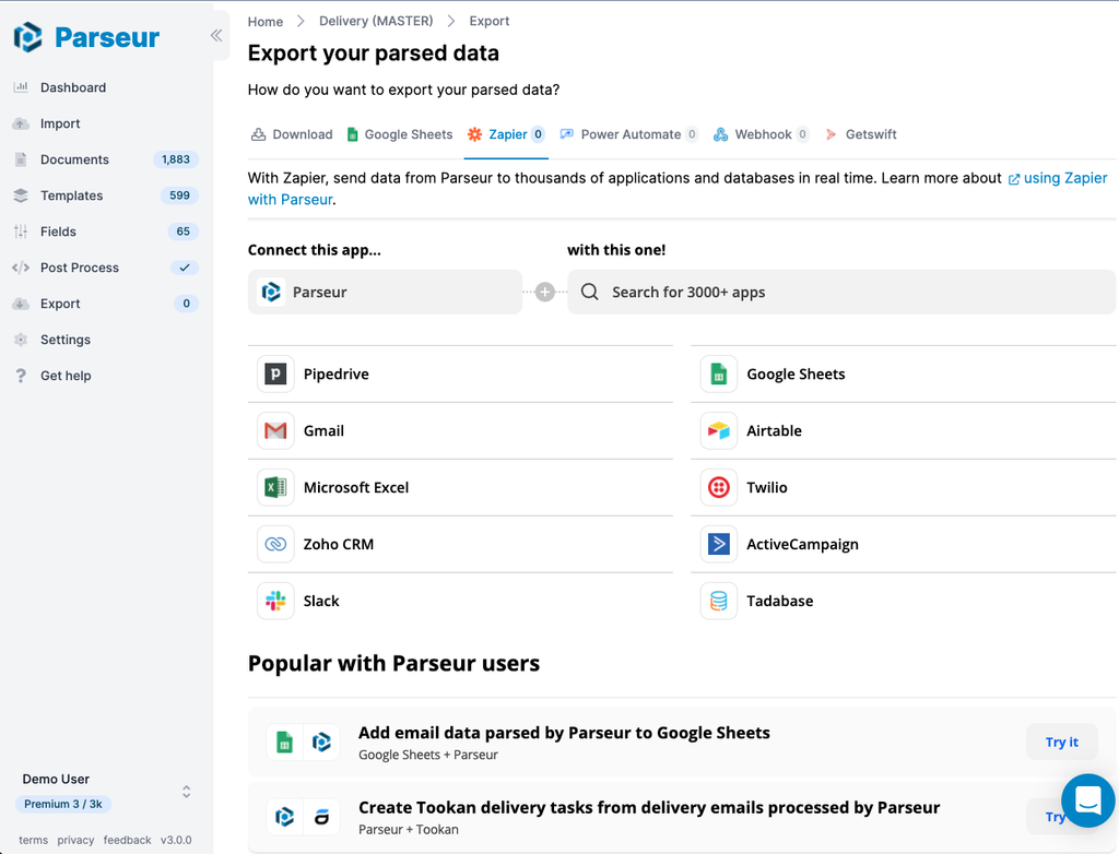 New Zapier screen leveraging Zapier Application directory component A screen capture of New Zapier screen