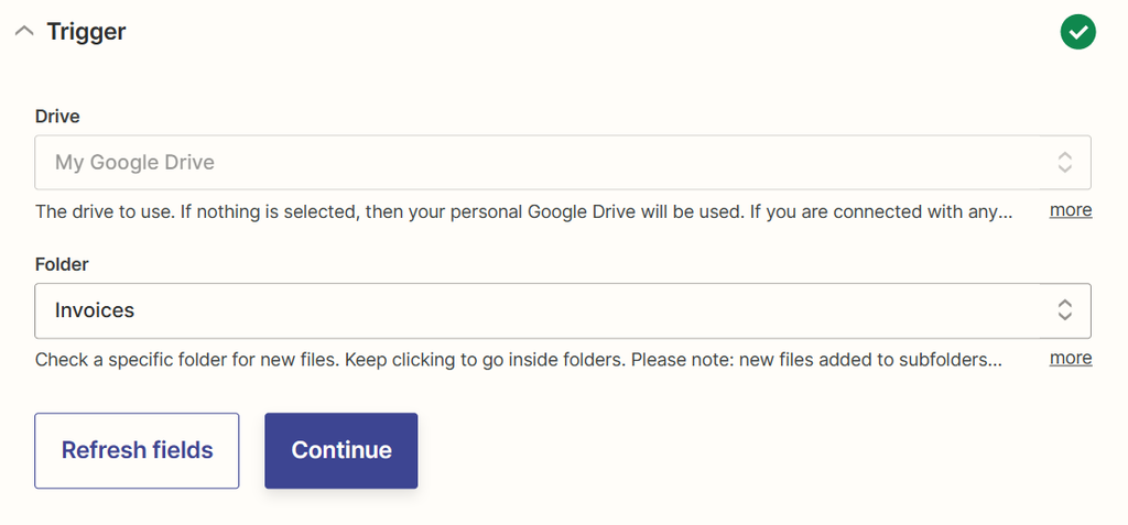 Add Google Drive as the trigger