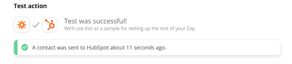 Send a test from Zapier to HubSpot