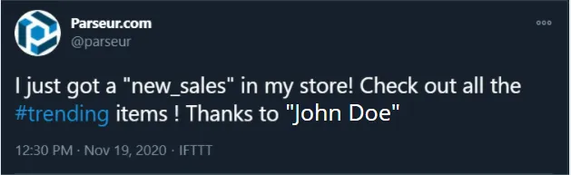 The tweet has been posted automatically