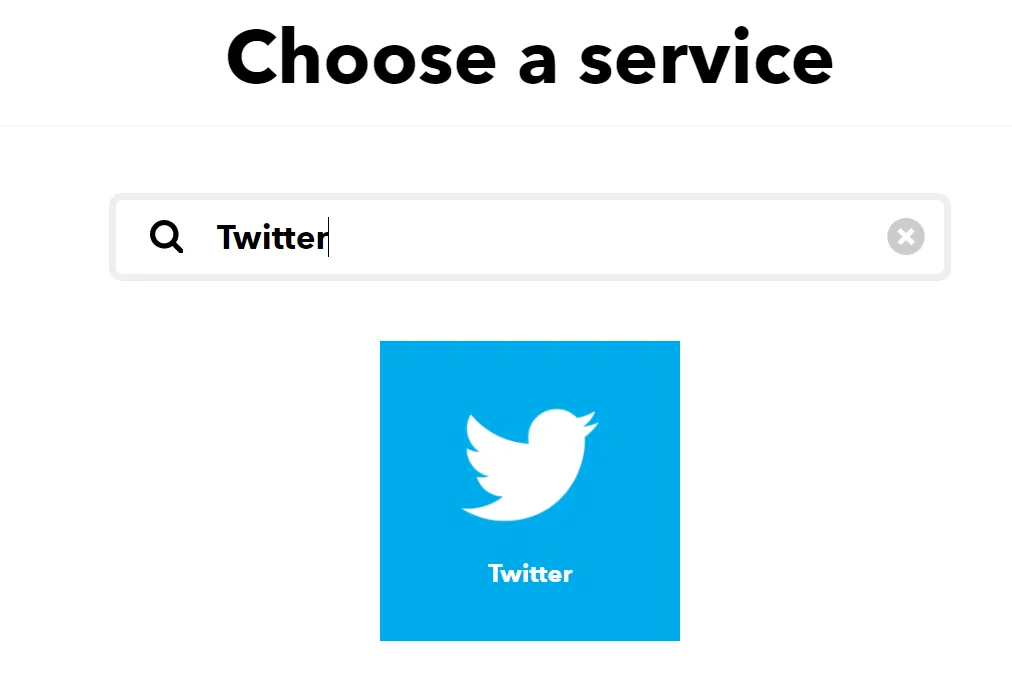 Select Twitter as the app