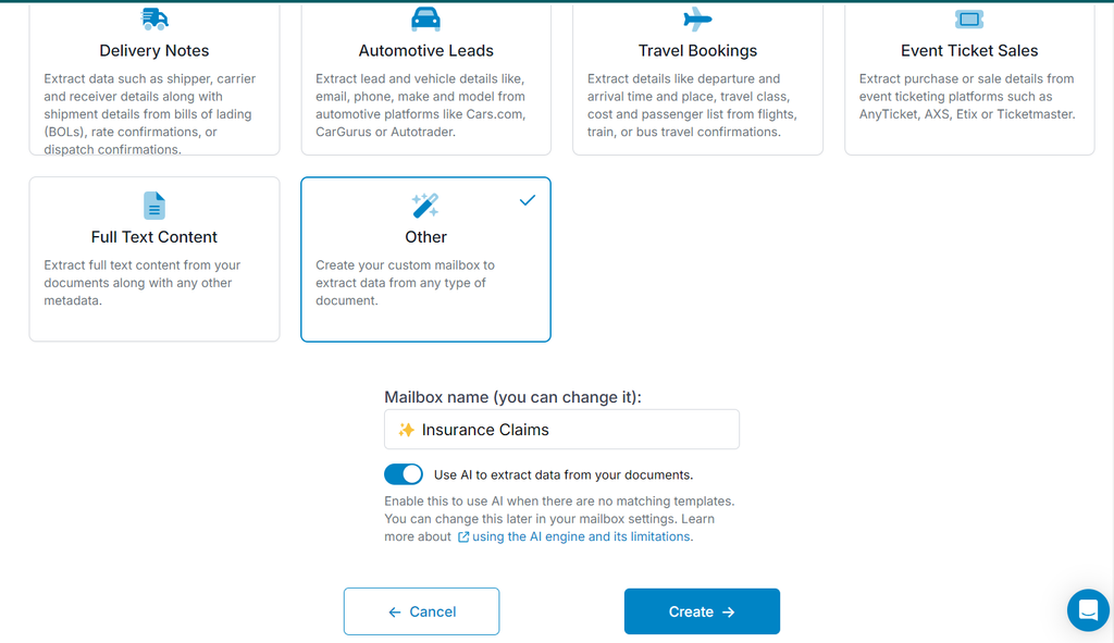 Create an insurance claim mailbox A screen capture of insurance mailbox