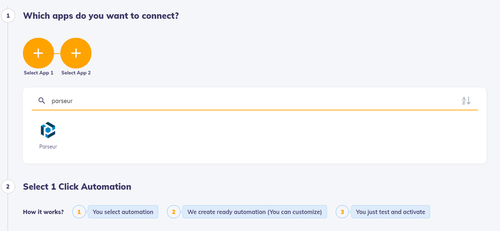 Integrately connect app screen