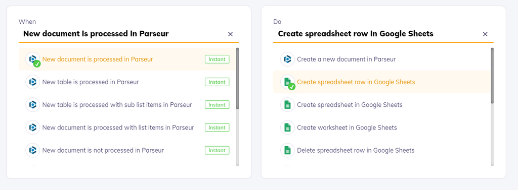 Choose the automation process in integrately