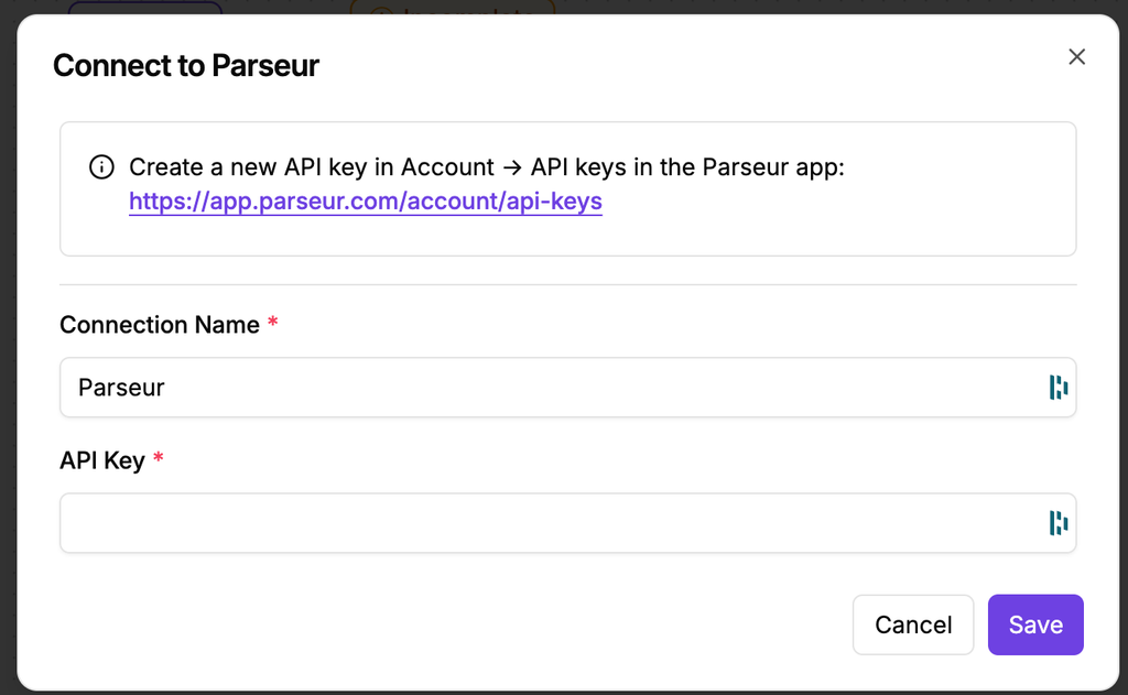 Creating a Parseur trigger in ActivePieces to receive parsed document data automatically