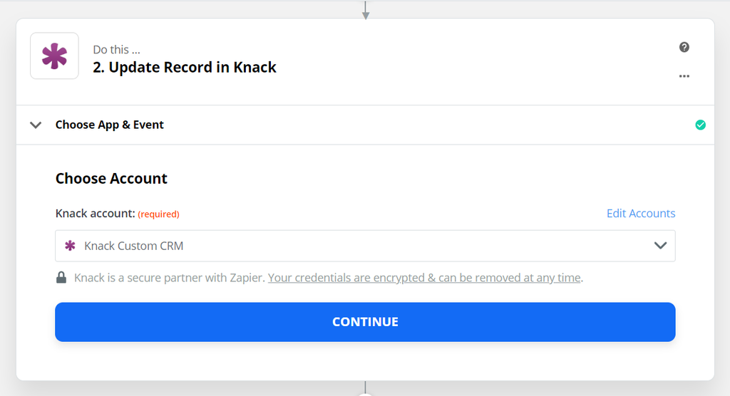 Choose your Knack account