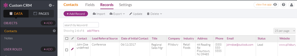 Record created automatically in Knack Database