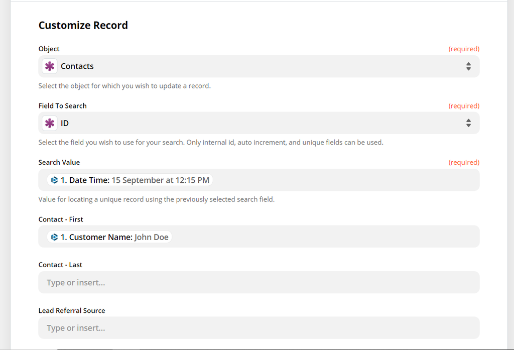 Customize with extracted data from Parseur
