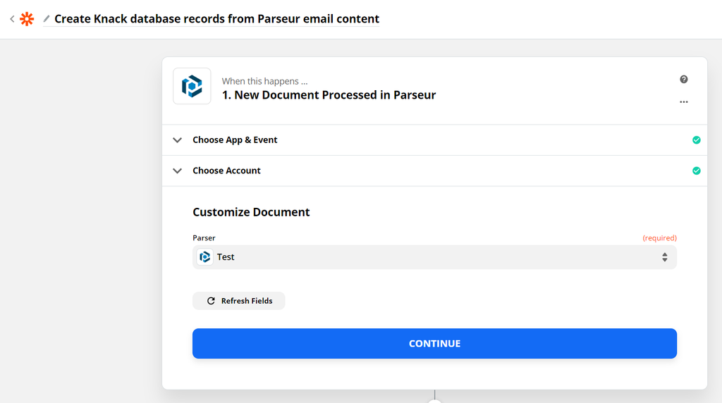 Select your Parseur mailbox