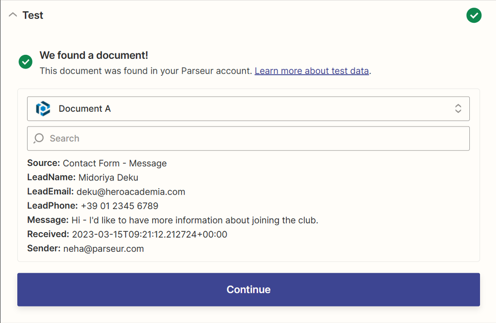 Latest email data retrieved