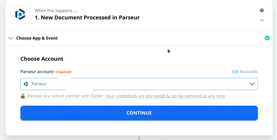 Choose Parseur account