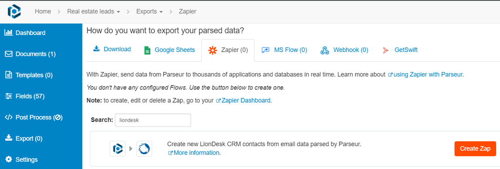 Export parsed data to Zapier 将解析数据导出到 Zapier