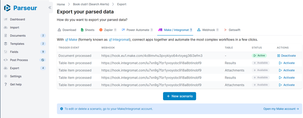 Click on "Export" and "Make"