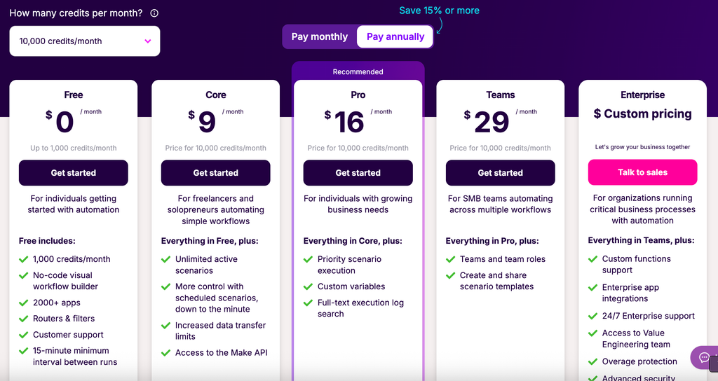 Make pricing A screen capture