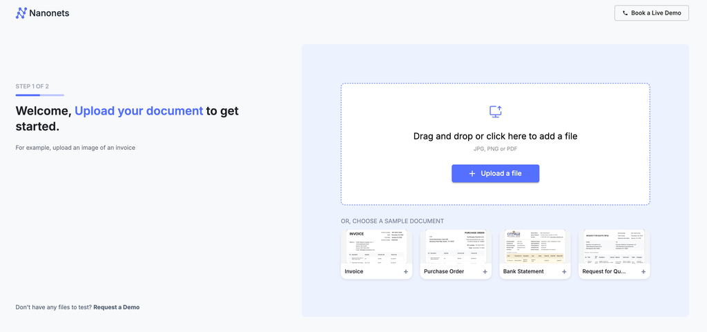 Nanonets Interface A screen capture of nanonets interface