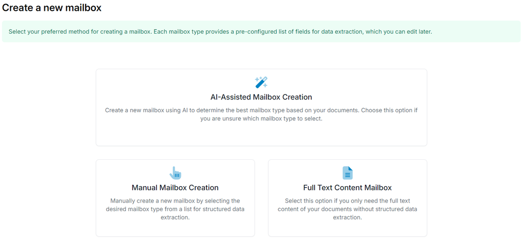 Create a Parseur mailbox Create a Parseur mailbox