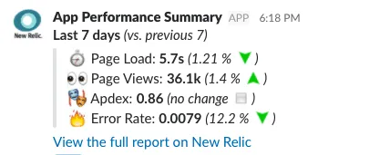Message posted on Slack from the NewRelic data extracted by Parseur A screen capture of slack message