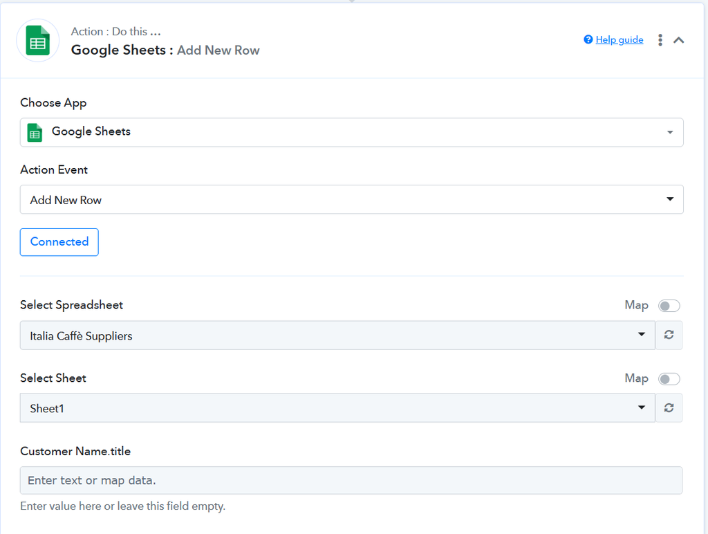Choose your Google spreadsheet
