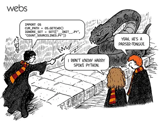 Even Harry Potter uses parser-tongue to speak Python A screen capture of parser tongue