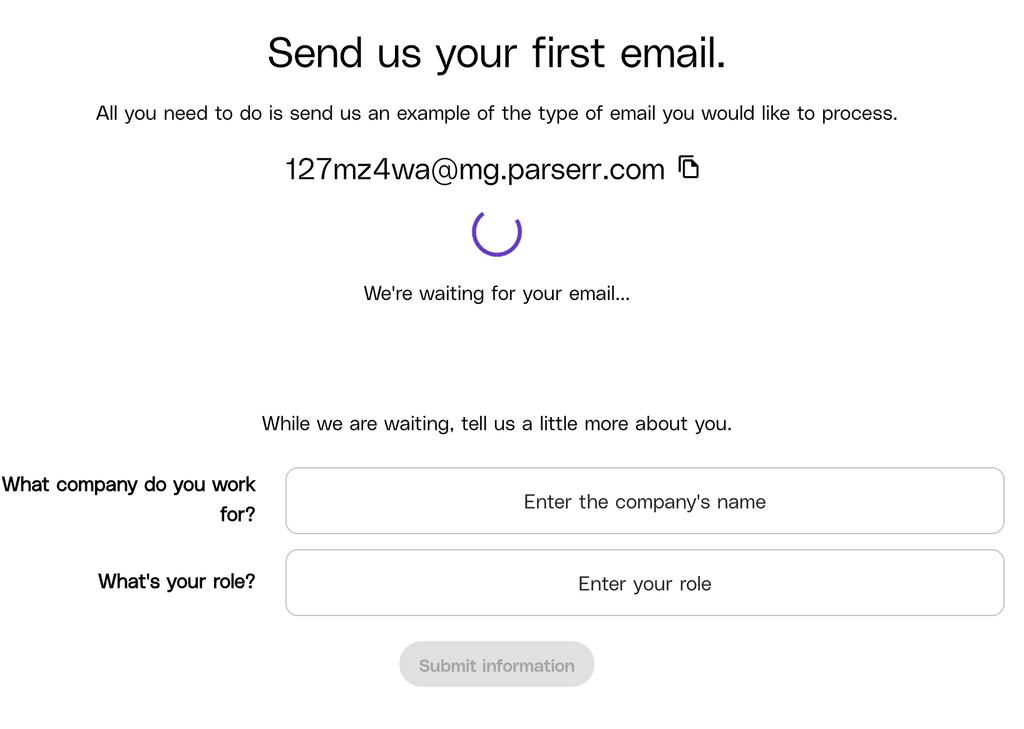 Parserr Forward Email A screen capture of parserr