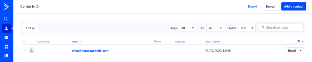 Parsed data sent to ActiveCampaign successfully A screen capture of active campaign success