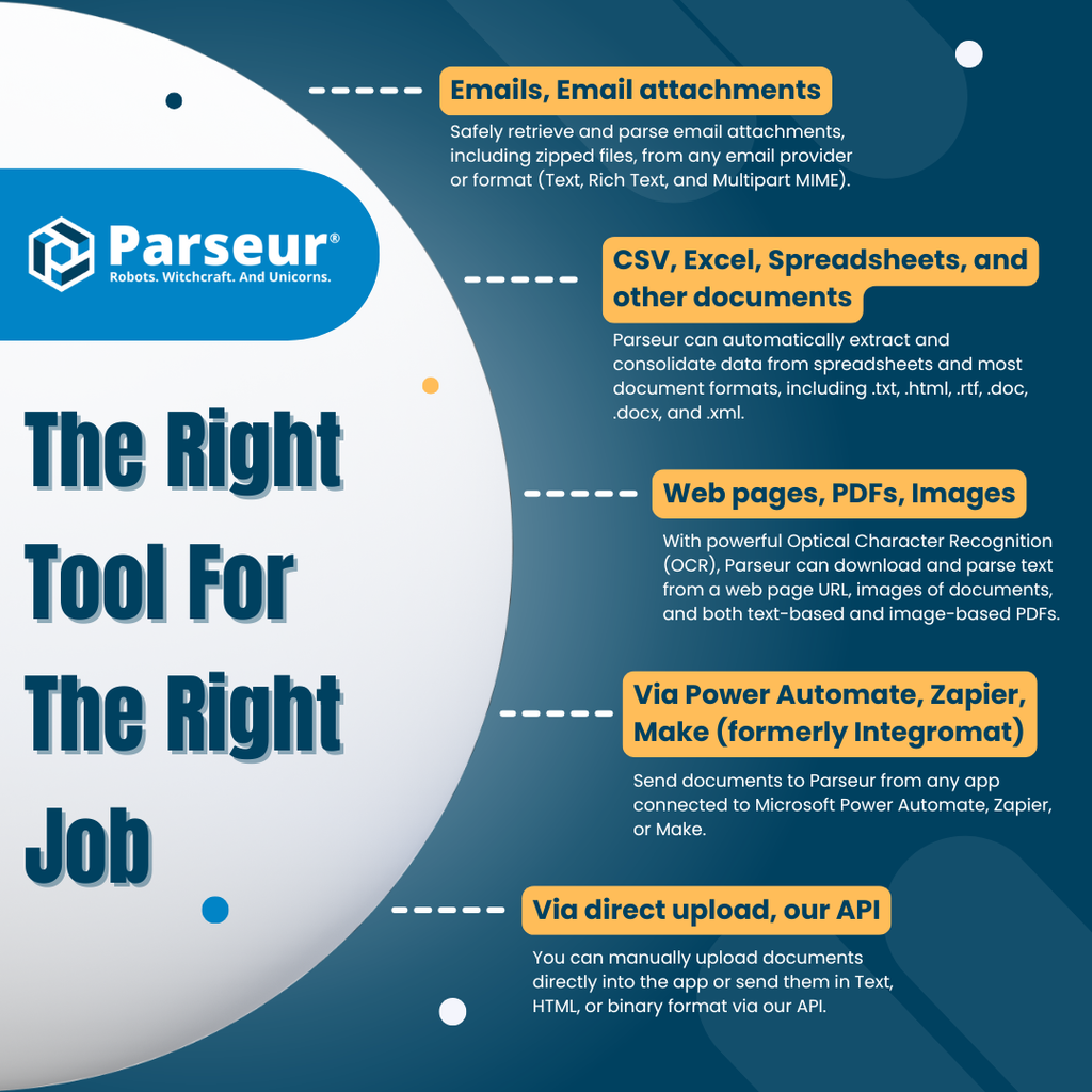 Parseur Features An infographic