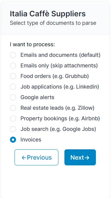 Create a free mailbox with Parseur