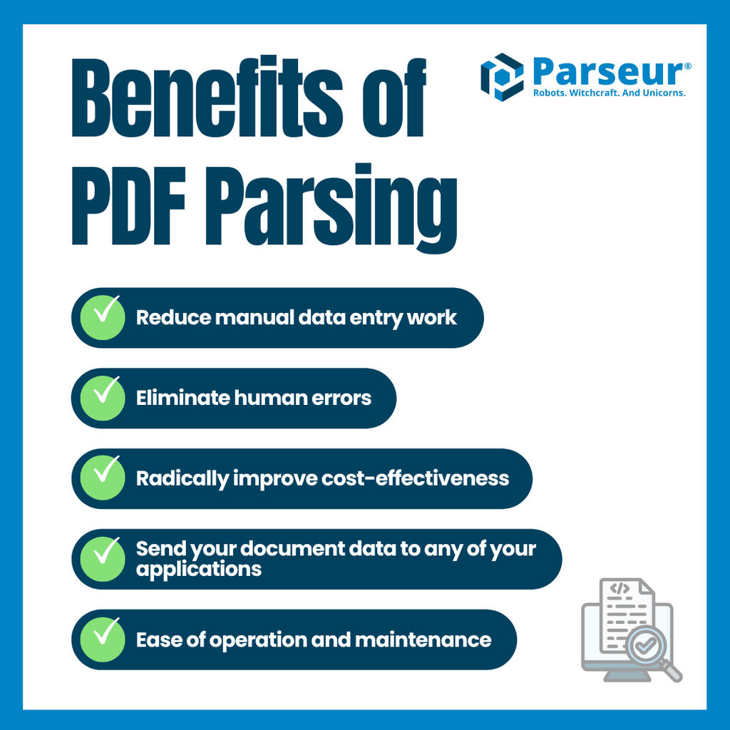 PDF Parsing Benefits An infographic