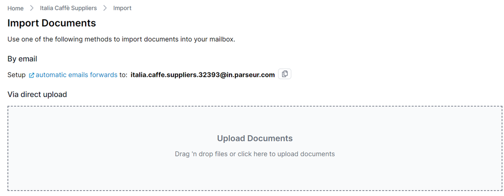 Upload PDF in the Parseur app