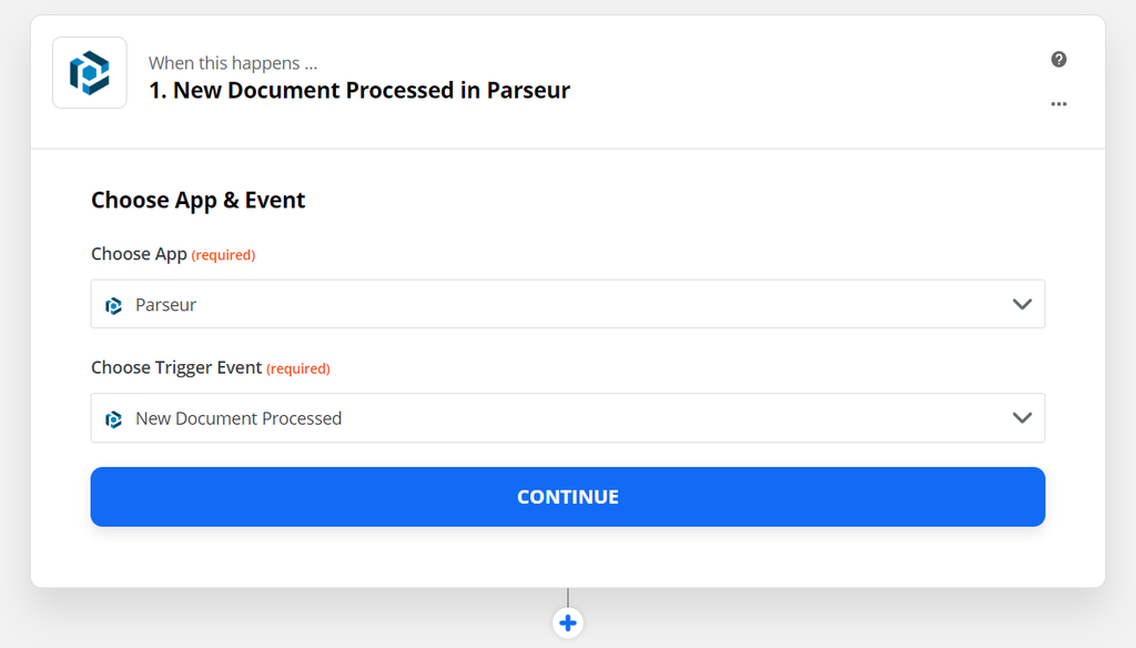 Choose Parseur as the app
