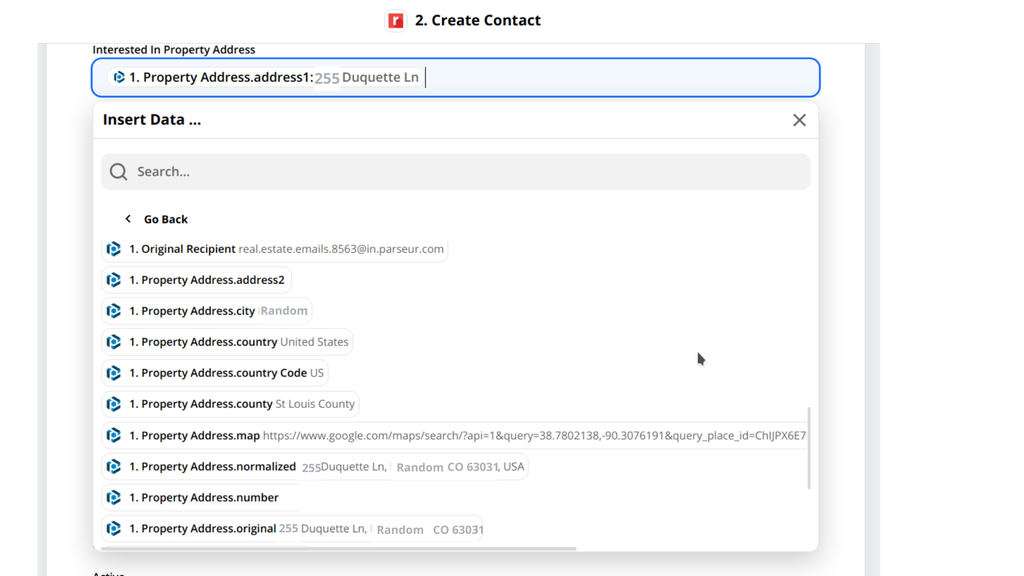 Customization of Contact to be sent to Realvolve