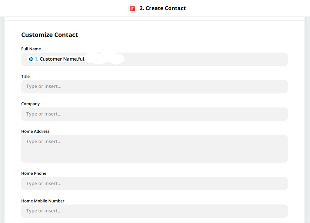 Customization of Contact using parsed data from Parseur
