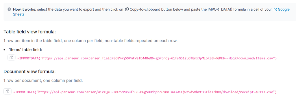 Export receipt data to Google Sheets A screen capture of receipt ocr