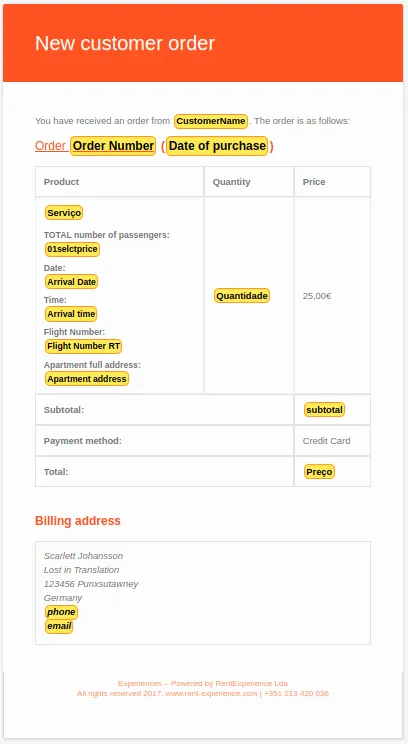 Example of a template from Rent-Experience to extract customer request information from emails A screen capture of receipt ocr mailbox