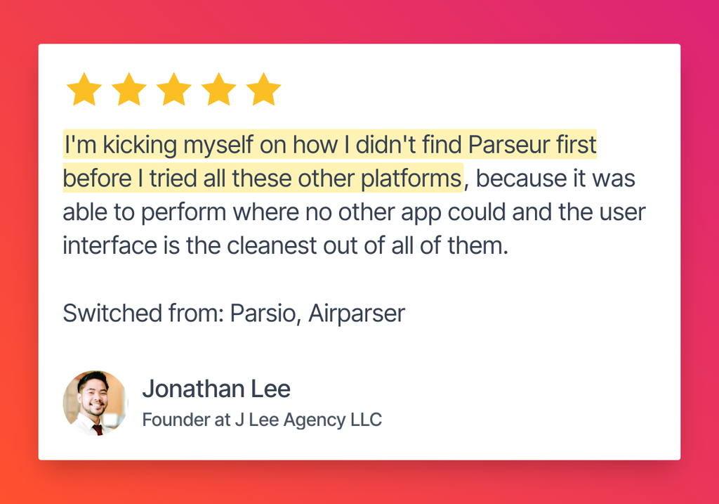 Review by Jonathan Lee A screen capture of a customer review